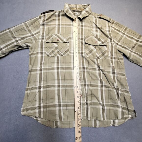 Polaris Ranger Shirt Mens L Brown Plaid Button Up Long Sleeve Pockets - Picture 5 of 8